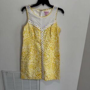 Lilly Pulitzer Macfarlane Yellow Shift Dress Size 8 Women's